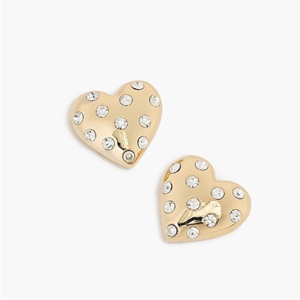 J. Crew Gold Crystal Heart Bauble Earrings NWT - Picture 1 of 5